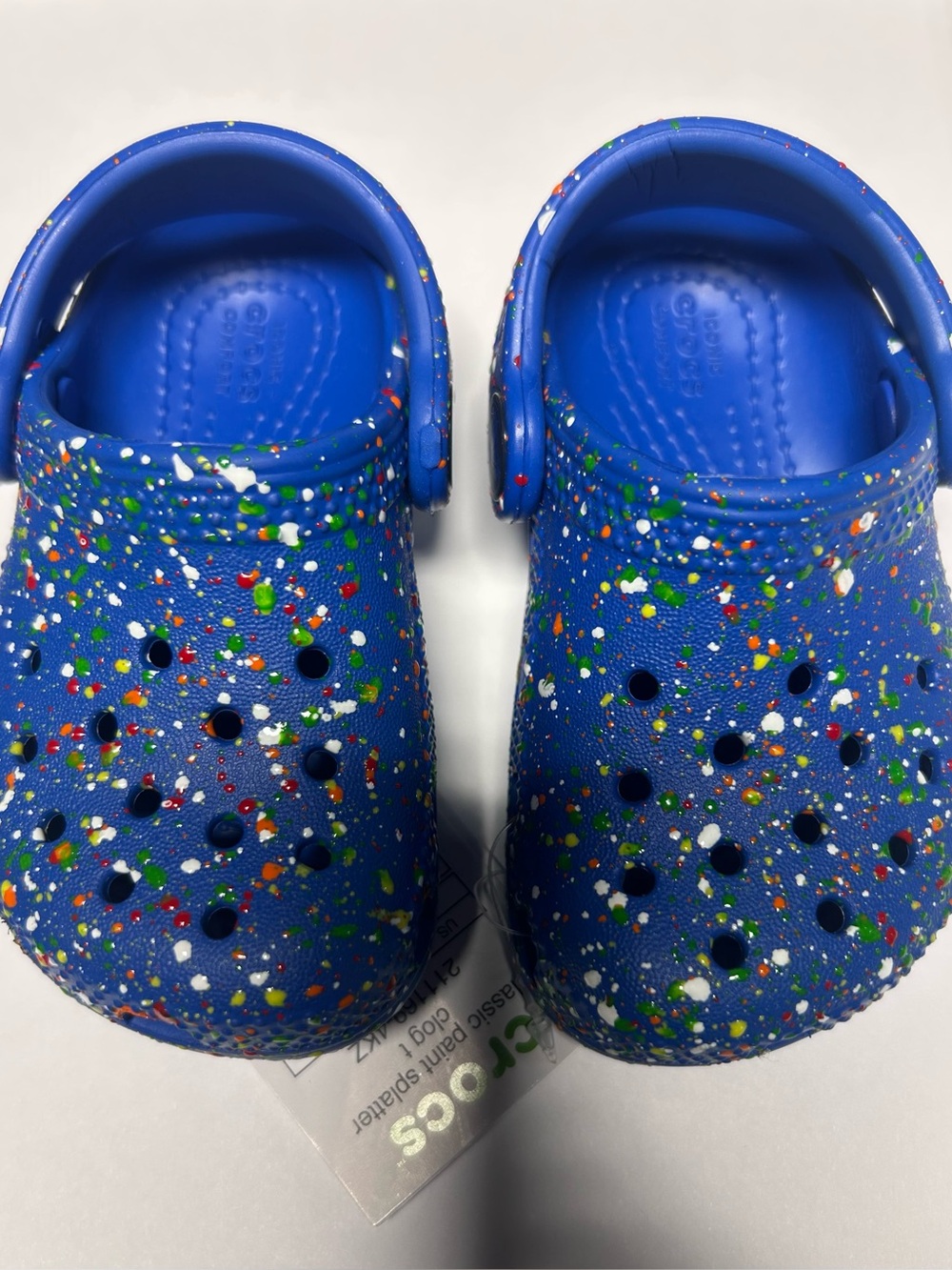 CROCS Classic Paint Splatter Blue Multicolor Unisex Kids Toddler Baby Clogs C5